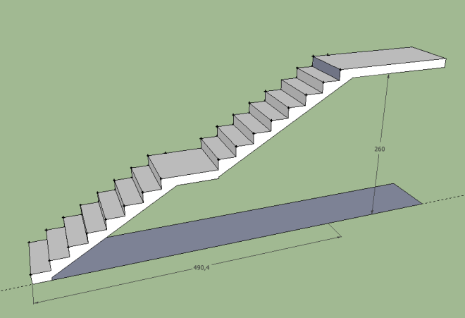 Exemplo de escada com patamar